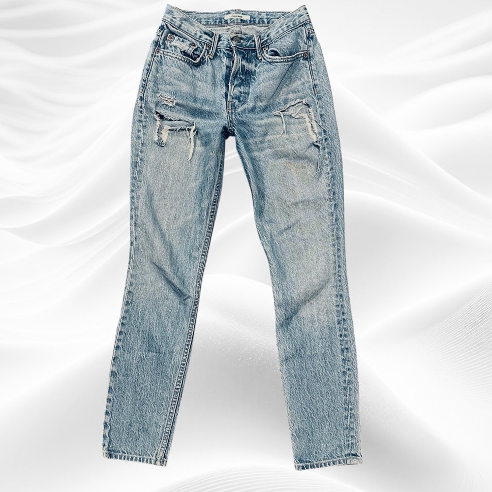Grlfrnd Karolina Domenico Jeans Size 24X27 Cropped Distressed Button Fly